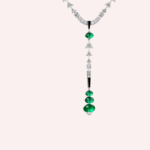 Pre-Owned Cartier En Équilibre Pavé Necklace in White Gold with Emeralds, Diamonds, and Onyx - Image 3