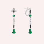 Pre-Owned Cartier En Équilibre Pavé Earrings in White Gold with Emeralds, Diamonds, and Onyx - Image 3