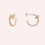 Pre-Owned Cartier Juste un Clou Small Pavé Hoop Earrings with Diamonds in 18K Rose Gold - Image 3