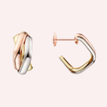 Pre-Owned Cartier Trinity Cushion-Shaped Earrings in 18K White, Rose & Yellow Gold - Image 3