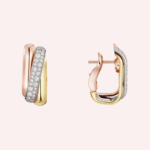 Pre-Owned Cartier Trinity Cushion-Shaped Half-Pavé Earrings with Diamonds in 18K White, Rose & Yellow Gold - Image 2