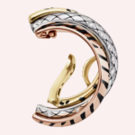 Pre-Owned Cartier Trinity Single Half-Pavé Earring with Black Lacquer and Diamonds in 18K White, Rose & Yellow Gold - Image 2
