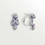 Pre-Owned Panthère de Cartier Pavé Earrings with Sapphires, Emeralds & Diamonds in 18K White Gold - Image 2