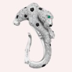 Pre-Owned Panthère de Cartier Pavé Earrings with Cushion-Cut Emeralds in 18K White Gold - Image 4