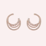 Pre-Owned Cartier Étincelle de Cartier Triple-Row Pavé Hoop Earrings in 18K Rose Gold - Image 4