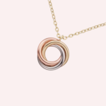 Pre-Owned Trinity Paved Pendant Necklace, 18K White, Rose & Yellow Gold - Image 3