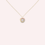 Pre-Owned Trinity Pendant Necklace with One Diamond, 18K White, Rose & Yellow Gold - Image 2