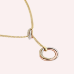 Pre-Owned Trinity Necklace with Diamonds, 18K White and Yellow Gold - Image 3