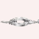 Pre-Owned Cartier LOVE Bracelet on Chain in White Gold with 2 Diamonds - Image 3