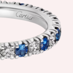 Pre-Owned Cartier Étincelle de Cartier Pavé Wedding Band in Platinum with Diamonds & Sapphires – 2.6 mm - Image 3