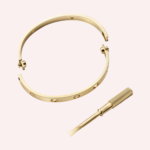 Pre-Owned Cartier LOVE Classic Model Brushed Bracelet in Yellow Gold with 4 Diamonds - Image 3