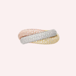 Pre-Owned Cartier Trinity Large Pavé Ring in White, Rose, and Yellow Gold - Image 2