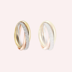 Pre-Owned Cartier Trinity Small Model Half-Pavé Ring in White, Rose, and Yellow Gold - Image 2