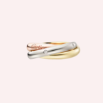 Pre-Owned Cartier Trinity Classic Medium Ring with 5 Diamonds in White, Rose, and Yellow Gold - Image 2