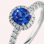 Pre-Owned Cartier Destinée Solitaire Oval-Cut Sapphire Pavé Ring in Platinum - Image 2