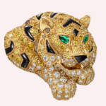 Pre-Owned Cartier Faune et Flore Pavé Diamond Earrings with Yellow, Orange, and Brown Diamonds in 18K Yellow Gold - Image 3
