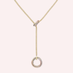 Pre-Owned Trinity Necklace with Diamonds, 18K White and Yellow Gold - Image 2