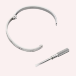 Pre-Owned Cartier LOVE Classic Model Bracelet in White Gold with 4 Diamonds - Image 4