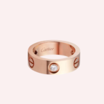 Pre-Owned Cartier LOVE Classic Ring with 3 Diamonds in 18K Rose Gold - Image 4