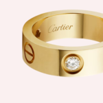 Pre-Owned Cartier LOVE Classic Ring with 3 Diamonds in 18K Yellow Gold - Image 4