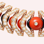 Pre-Owned Cartier Géométrie & Contrastes Coral Pavé Necklace in 18K Rose Gold with Diamonds and Onyx - Image 4