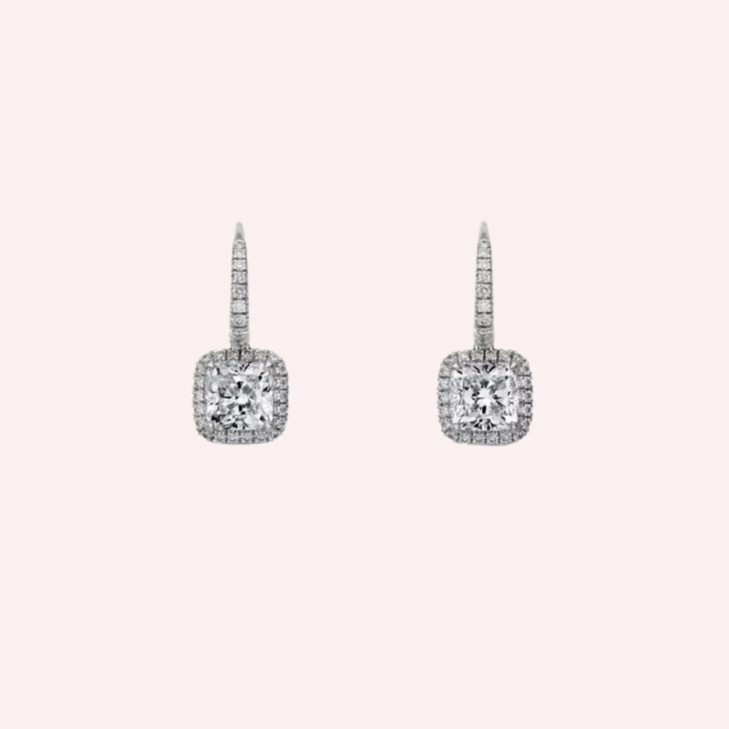 Pre-Owned Cartier Destinée Pavé Cushion-Cut Diamond Sleeper Earrings