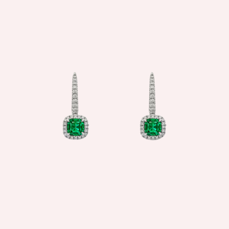 Pre-Owned Cartier Destinée Pavé Emerald Sleeper Earrings