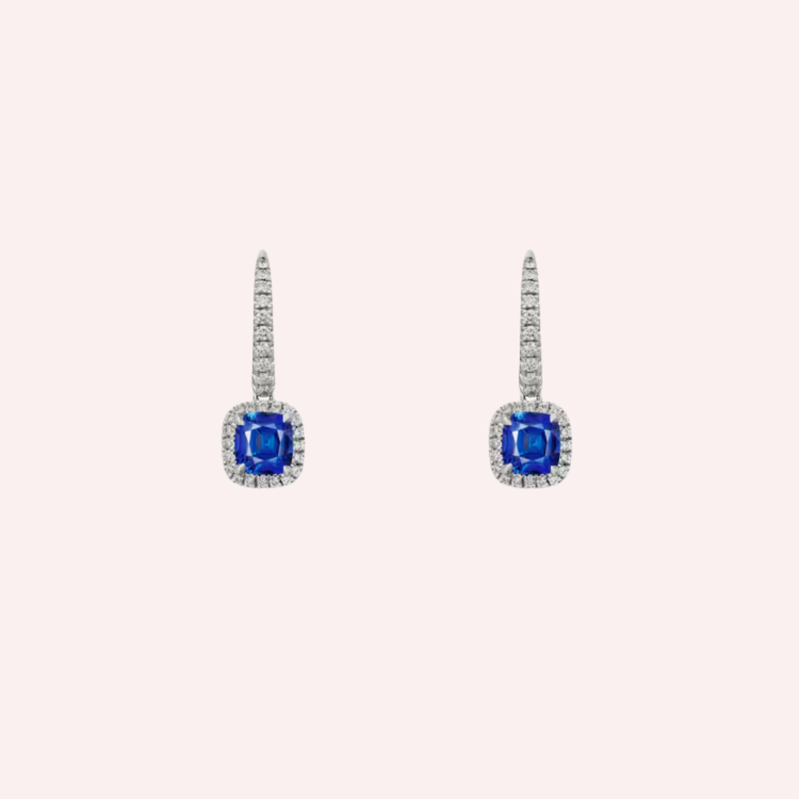 Pre-Owned Cartier Destinée Pavé Cushion-Cut Sapphire Sleeper Earrings Pre-Owned Cartier Destinée Pavé Cushion-Cut Sapphire Sleeper Earrings