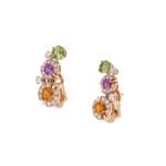 Pre-Owned Bvlgari Allegra 18K Rose Gold Earrings with Amethysts, Peridots, Citrine Quartzes and Pavé Diamonds