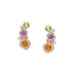Pre-Owned Bvlgari Allegra 18K Rose Gold Earrings with Amethysts, Peridots, Citrine Quartzes and Pavé Diamonds - Image 2