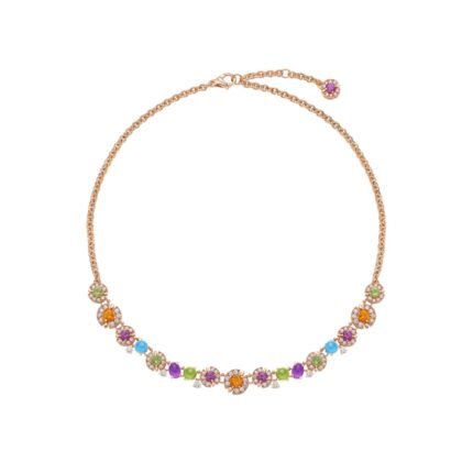 Pre-Owned Bvlgari Allegra 18K Rose Gold Multi-Gemstone and Diamond Necklace