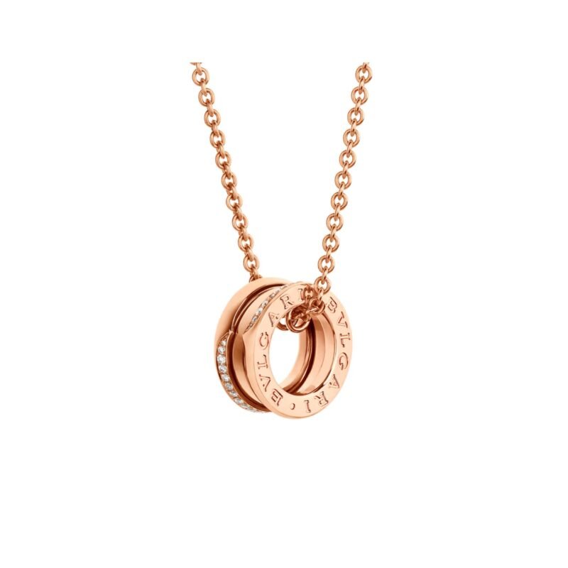 Pre-Owned Bvlgari B.zero1 18K Rose Gold Demi-Pavé Diamond Necklace