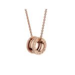 Pre-Owned Bvlgari B.zero1 18K Rose Gold Pavé Diamond Necklace - Image 2