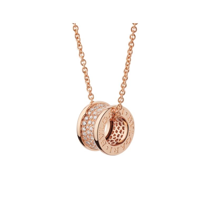Pre-Owned Bvlgari B.zero1 18K Rose Gold Pavé Diamond Necklace