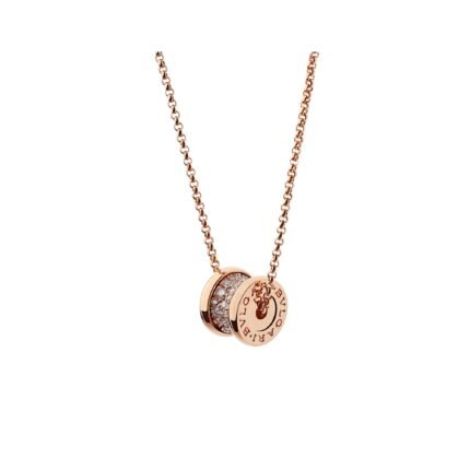 Pre-Owned Bvlgari B.zero1 18K Rose Gold Pavé Diamond Necklace