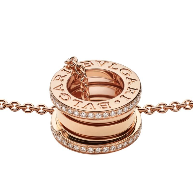 Pre-Owned Bvlgari B.zero1 18K Rose Gold Pavé Diamond Necklace