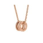 Pre-Owned Bvlgari B.zero1 18K Rose Gold Pavé Diamond Pendant Necklace