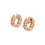 Pre-Owned Bvlgari B.zero1 18K Rose Gold Small Hoop Earrings with Pavé Diamonds on the Spiral
