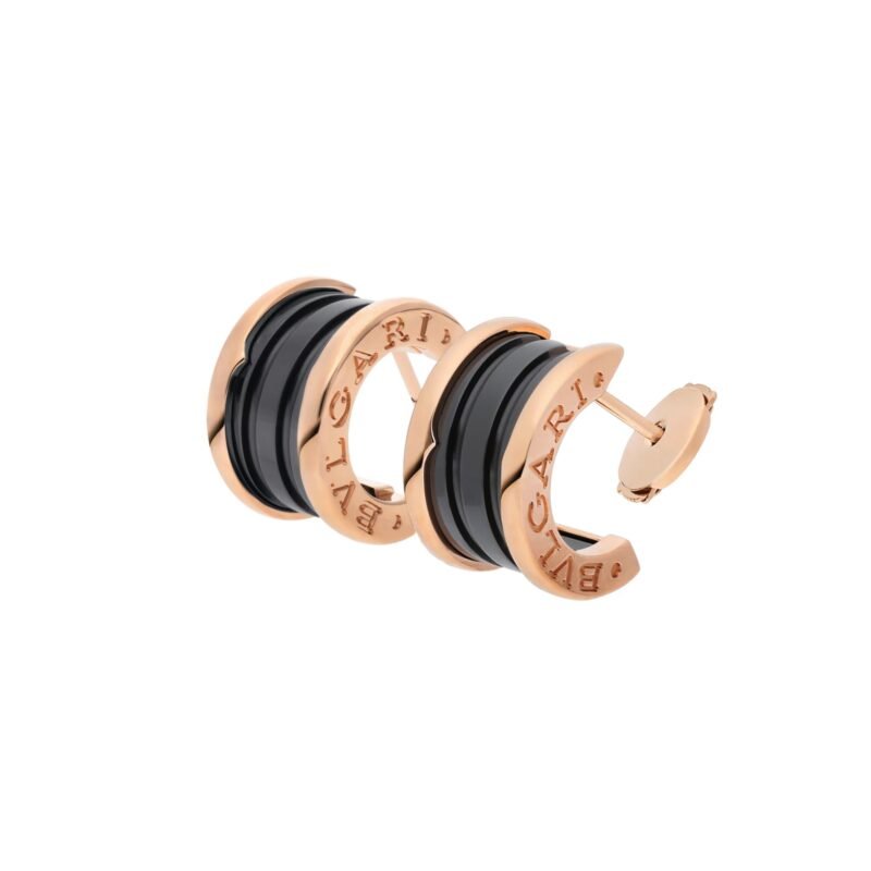 Pre-Owned Bvlgari B.zero1 18K Rose Gold and Black Ceramic Earrings