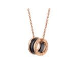 Pre-Owned Bvlgari B.zero1 18K Rose Gold and Black Ceramic Necklace