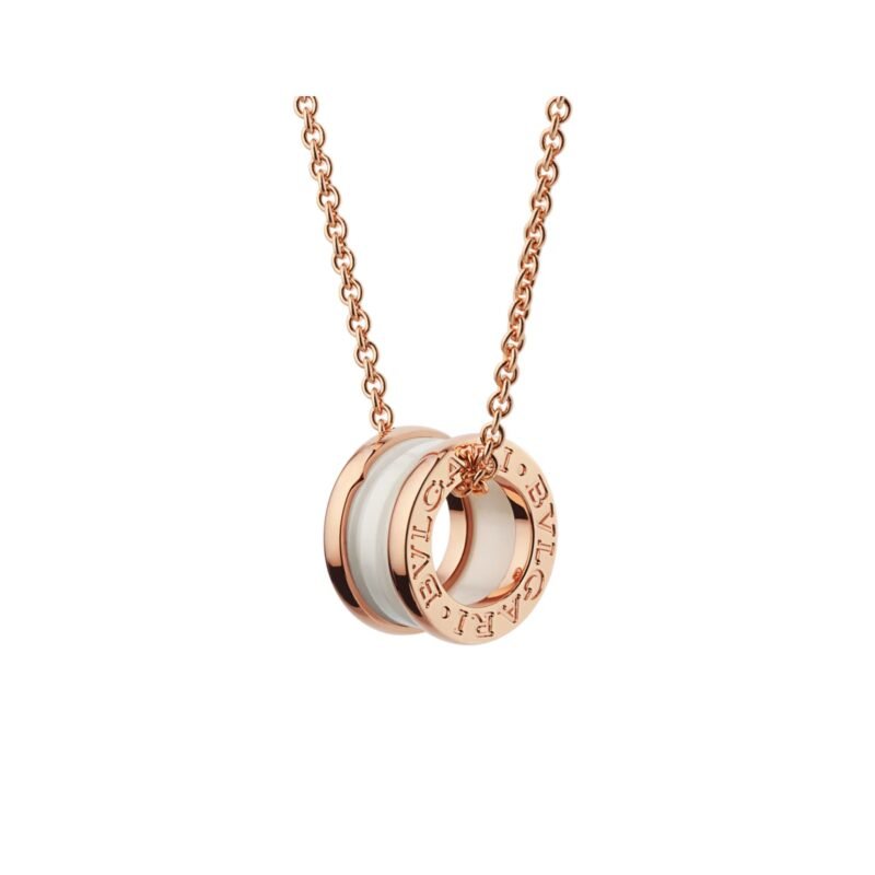 Pre-Owned Bvlgari B.zero1 18K Rose Gold and White Ceramic Necklace
