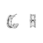 Pre-Owned Bvlgari B.zero1 18K White Gold Hoop Earrings with Pavé Diamonds - Image 2