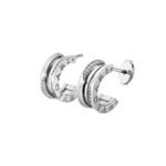 Pre-Owned Bvlgari B.zero1 18K White Gold Hoop Earrings with Pavé Diamonds