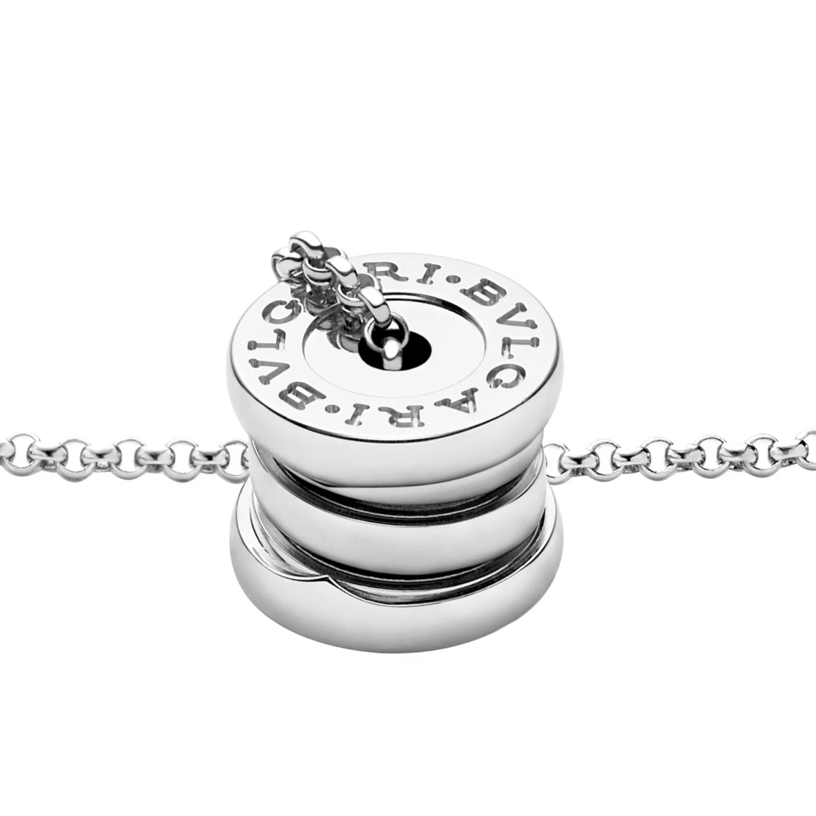 Pre-Owned Bvlgari B.zero1 18K White Gold Mini Pendant Necklace Pre-Owned Bvlgari B.zero1 18K White Gold Mini Pendant Necklace