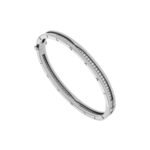 Pre-Owned Bvlgari B.zero1 18K White Gold Pavé Diamond Spiral Bangle Bracelet - Image 2