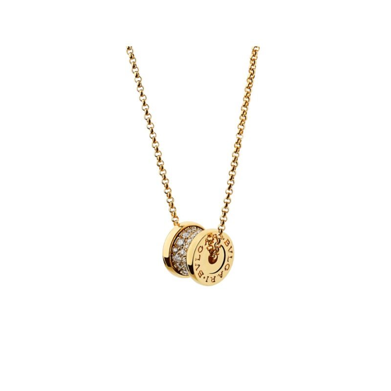 Pre-Owned Bvlgari B.zero1 18K Yellow Gold Pavé Diamond Necklace