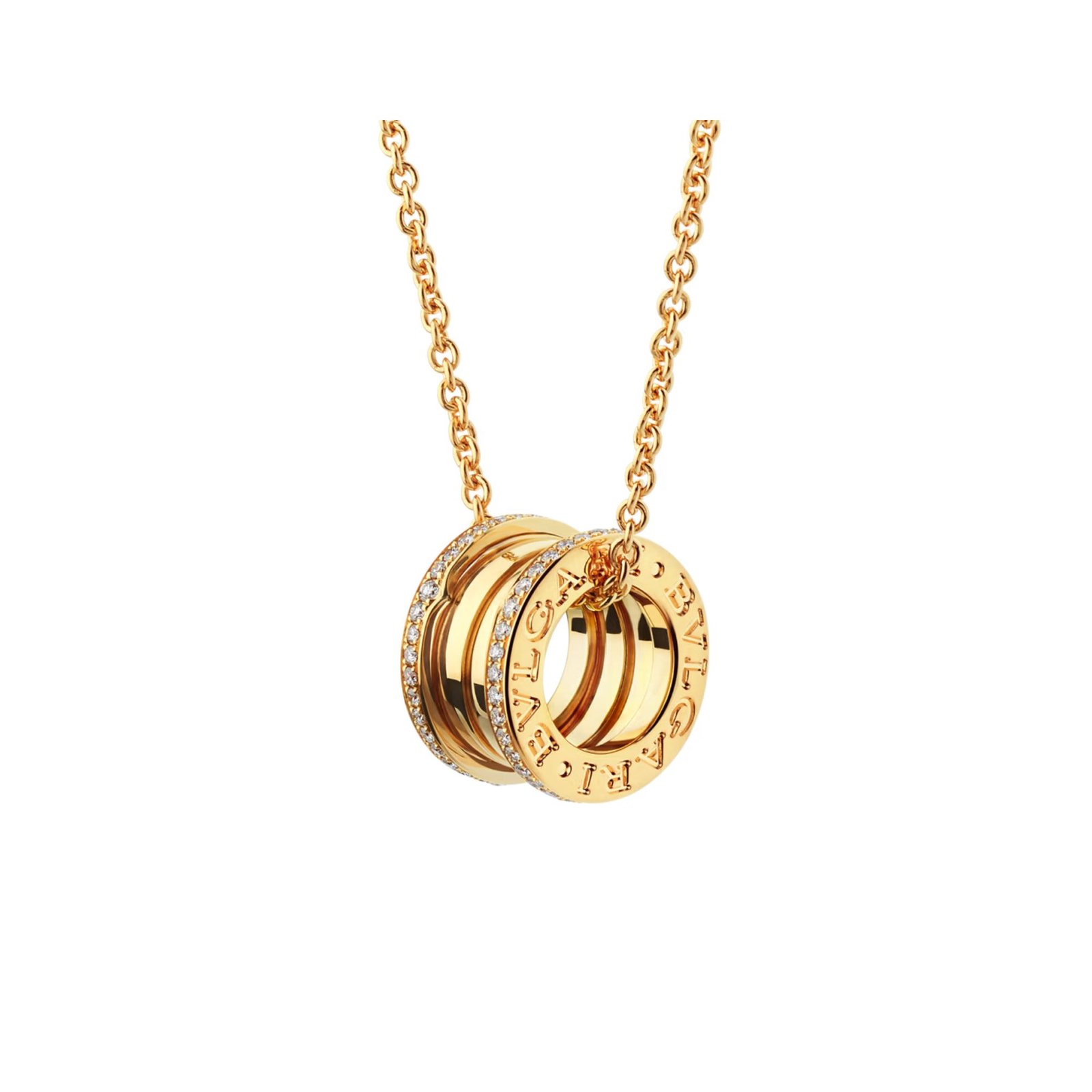 Pre-Owned Bvlgari B.zero1 18K Yellow Gold Pavé Diamond Necklace Pre-Owned Bvlgari Necklaces