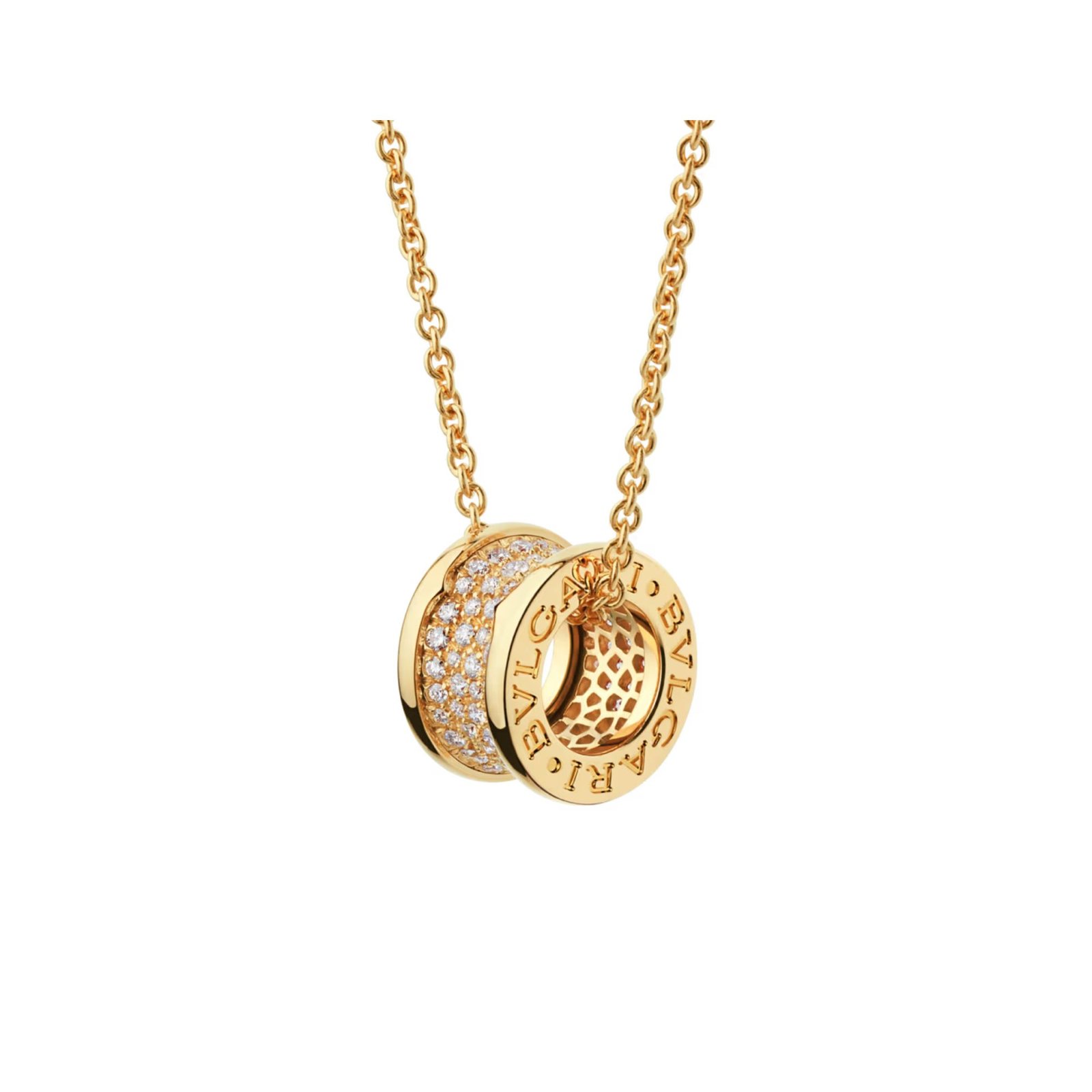 Pre-Owned Bvlgari B.zero1 18K Yellow Gold Pavé Diamond Necklace Pre-Owned Bvlgari B.zero1 18K Yellow Gold Pavé Diamond Necklace