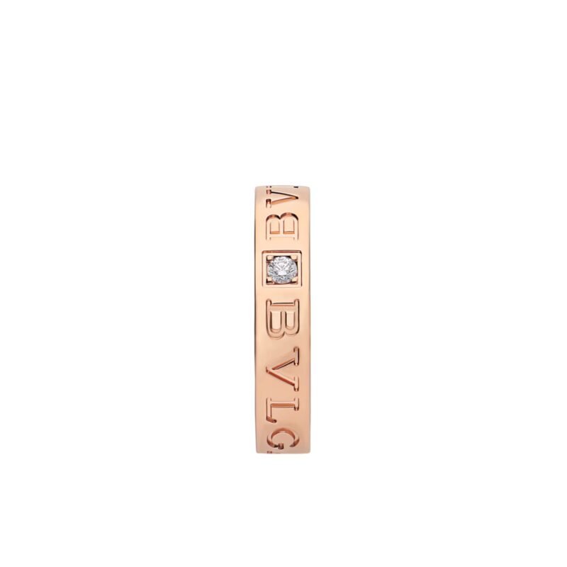 Pre-Owned Bvlgari B.zero1 Essential Band Ring in 18 kt Rose Gold Set with a Diamond