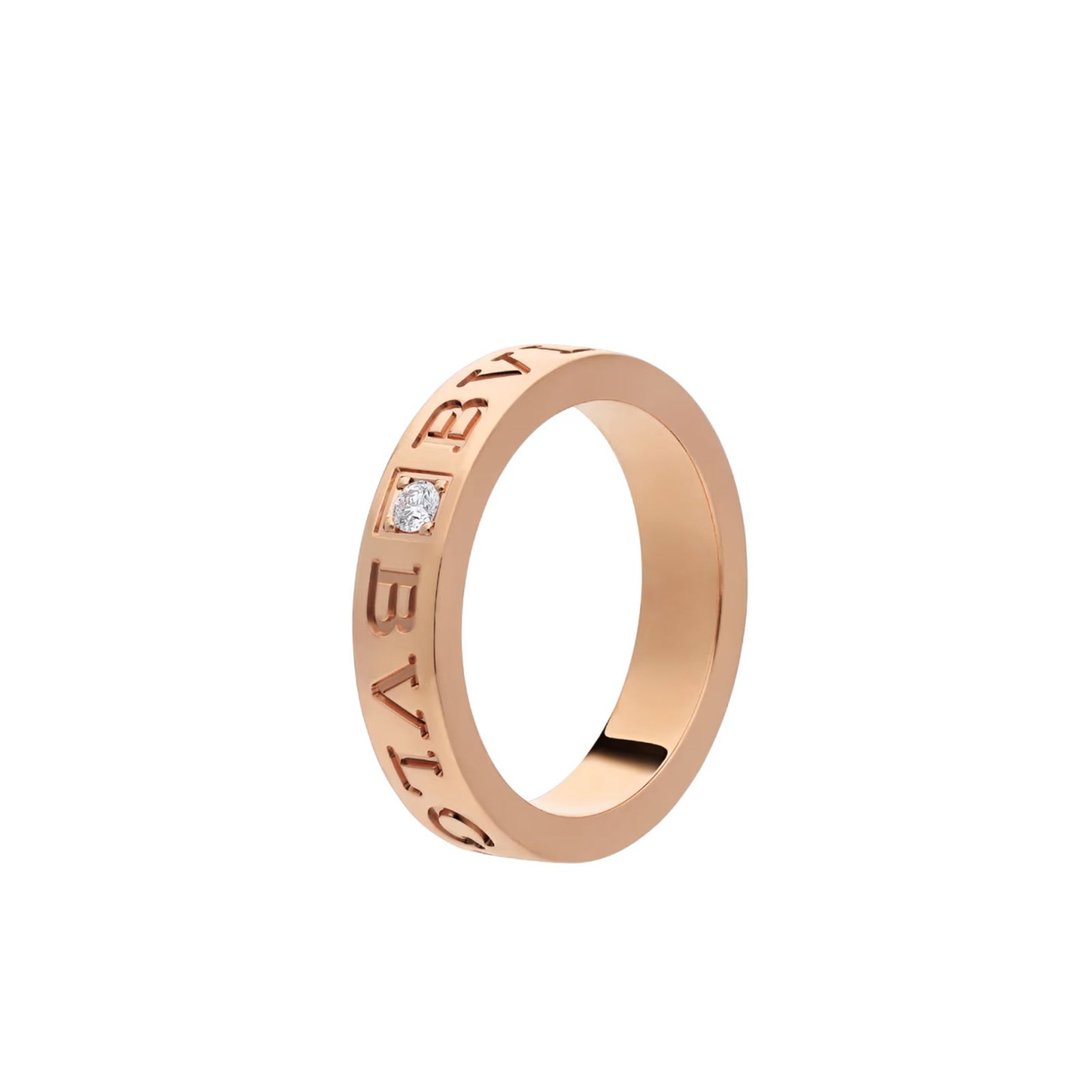 Pre-Owned Bvlgari B.zero1 Essential Band Ring in 18 kt Rose Gold Set with a Diamond Pre-Owned Bvlgari B.zero1 Essential Band Ring in 18 kt Rose Gold Set with a Diamond